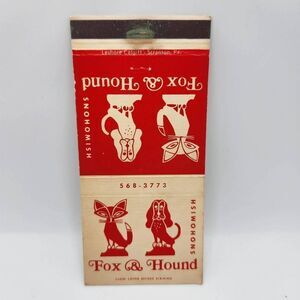 Vintage Matchbook Fox & Hound Snohomish Washington Hotel Restaurant Collectible